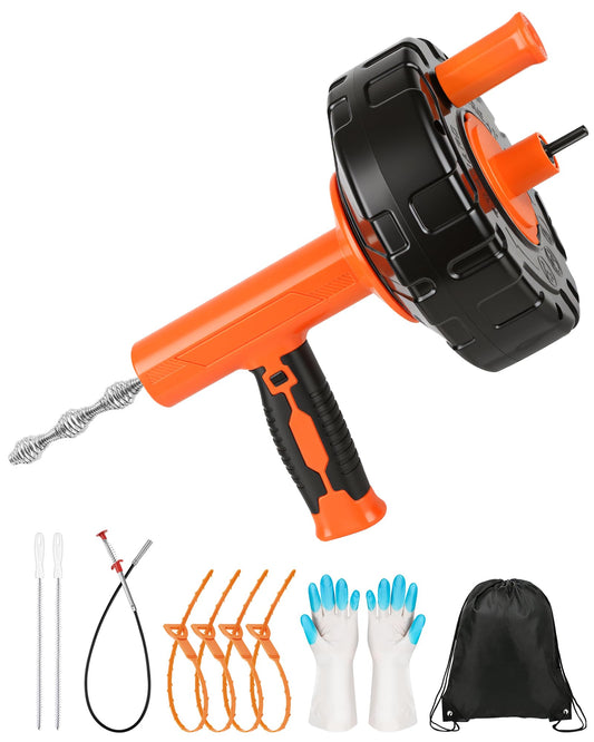 Drain Auger 25 ft, Auto Feed Plumbing Drain Snake Auger - Image 1