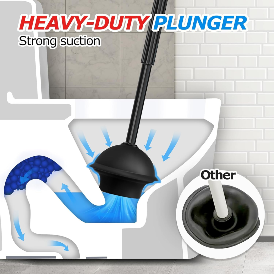 Toilet Plunger And Brush Set Extended Handle Plunger Toilet Bowl Brush Plunger Set Bathroom Cleaning Tools Toilet Brush Plunger Combo Cleaning Brush Bathroom Cleaning Supplies - Image 3