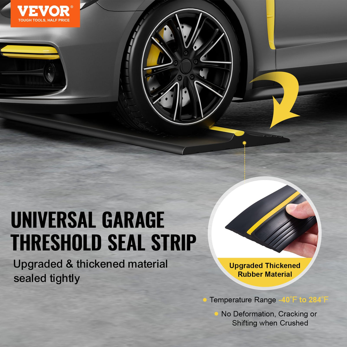 Garage Door Threshold Seal Strip, 12 FT Universal Garage Door Floor Seal Strip With Adhesive, Garage Door Bottom Weatherproof Strip, Upgraded Thick PVC DIY Weather Stripping Replac - Image 4