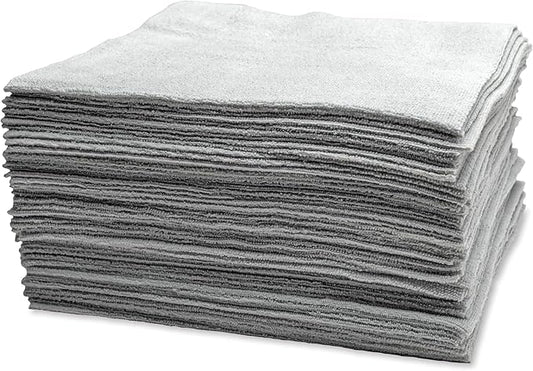 Griot's Garage Microfiber Edgeless Utility Towels for Car Cleaning and Detailing, Lint-Free, Ultra-Absorbent Wash Cloths, 12" x 12", Pack of 50, Grey, 14331