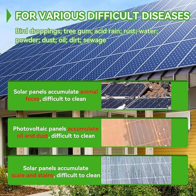 Solar Panel Cleaner, Ultra Concentrated Solar Panel Cleaning Solution | Multipurpose PV Panel Cleaning - Pro Quick Dry Streak-Free, Remove Dirt,Dust,Droppings,Oils & Water Spots (1 gallon)