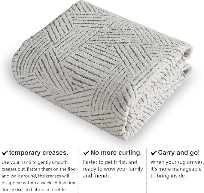 NICETOWN Area Rug 5x7 for Living Room- Non Slip Thin Jacquard Grey Machine Washable Rug Geometric Modern for Bedroom Large Entryway Rug with Rubberback Throw Carpet for Office Bathroom Bedroom, Grey