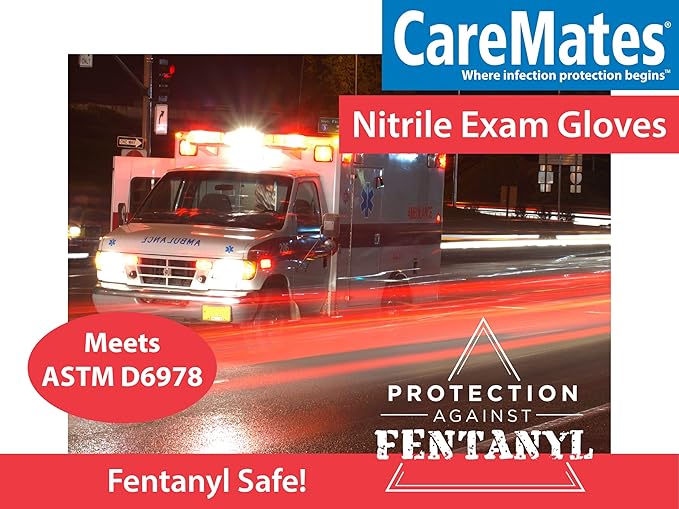 CareMates Nitrile Medical Exam Gloves, Latex Free Rubber, Powder Free, Extra Strong, 4 Mil Thick, Certified for Home Infusion, First Aid, Food Safe, Cleaning Gloves, Medium, 200-Count