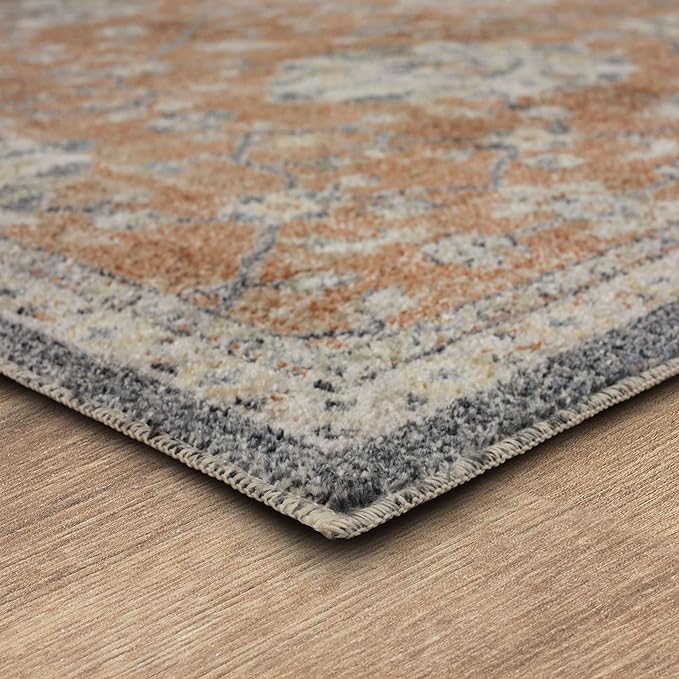 Mohawk Home Garrett Floral Ornamental Pumpkin Orange 7' 10" x 10' Area Rug Perfect for Living Room, Dining Room, Office