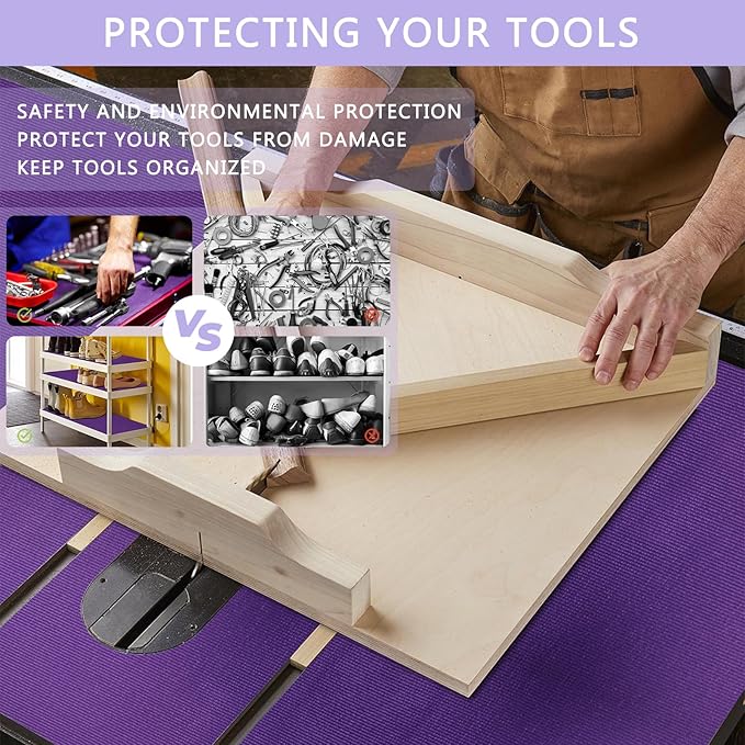 Foam Toolbox Liner Drawer Mat 1/8 Inch Thick X 20 Inch Wide X 24 Ft Long Purple, No Slip for Protecting Cabinet, Garage, Cart, Tool Box