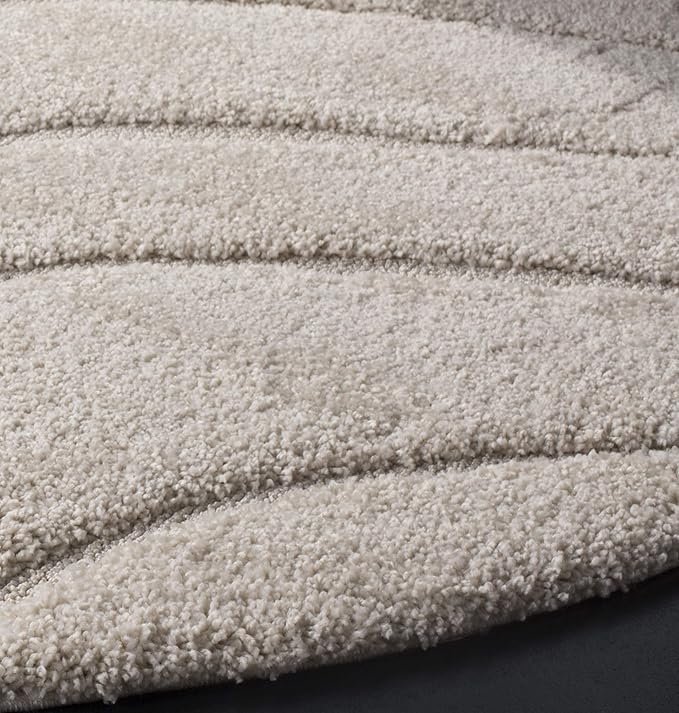 SAFAVIEH Florida Shag Collection Area Rug - 4' Round, Creme & Creme, Non-Shedding & Easy Care, 1.2-inch Thick Ideal for High Traffic Areas in Living Room, Bedroom (SG472-1111)