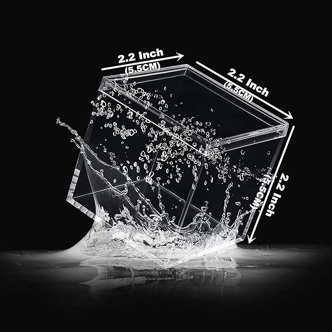 Small Acrylic Box Clear Square Cube 2 Packs Plastic Display Boxes with Lid Jewelry Storage Organize Containers