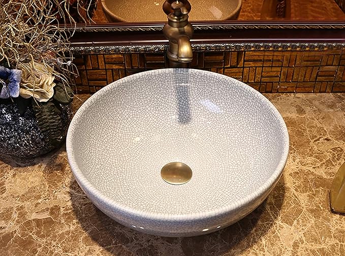 Bathroom Sink Drain Champagne Bronze Pop Up Drain Without Overflow,Brass Drain Push Pop for Vessel Sink Drain Stopper with Removable Brass Strainer Basket,83606CB.