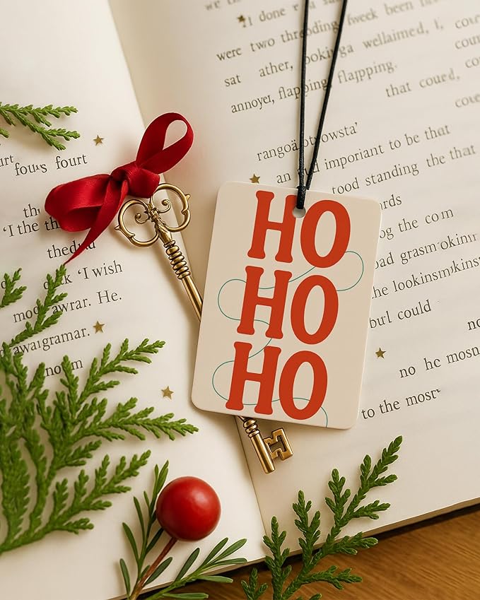 Pink and Red Christmas Car Air Freshener 4 Pcs, Hohoho Preppy Xmas Santa Humorous Hanging Air Freshener for Cars Closet Drawer Books, Girly Christmas Car Accessories Mirror Decor for Women
