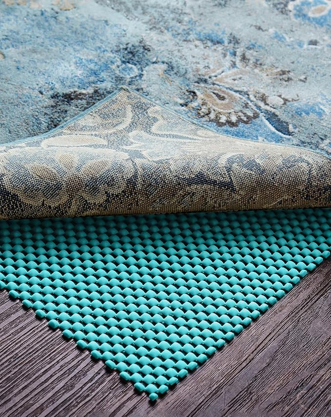 Veken 3x5 Ft Rug Pad Gripper for Hardwood Floors, Non Slip Cyan Rug Pads for Area Rugs, Thick Rug Grippers for Tile Floors, Under Carpet Anti Skid Mat, Keep Your Rugs Safe and in Place