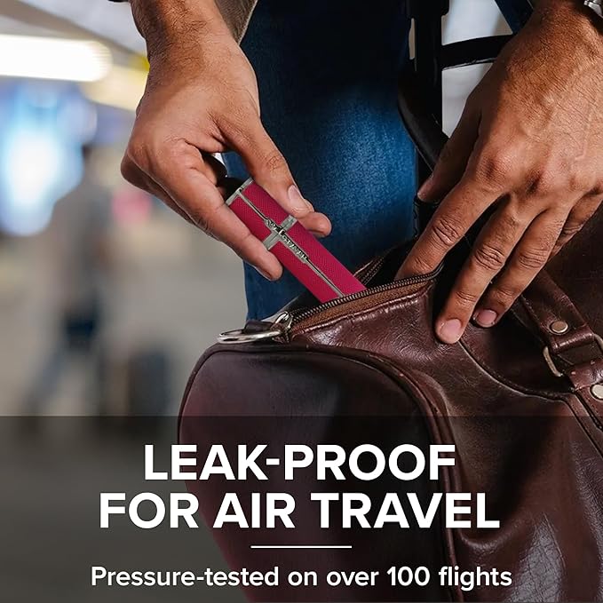 Travalo Milano Perfume Atomizer - Leak-Proof and TSA Approved for Air Travel - Reusable, Airtight, Easy Fill Mini Pump Sprayer - Lightweight Vegan Leather with Polished Metal Outer Shell - Hot Pink
