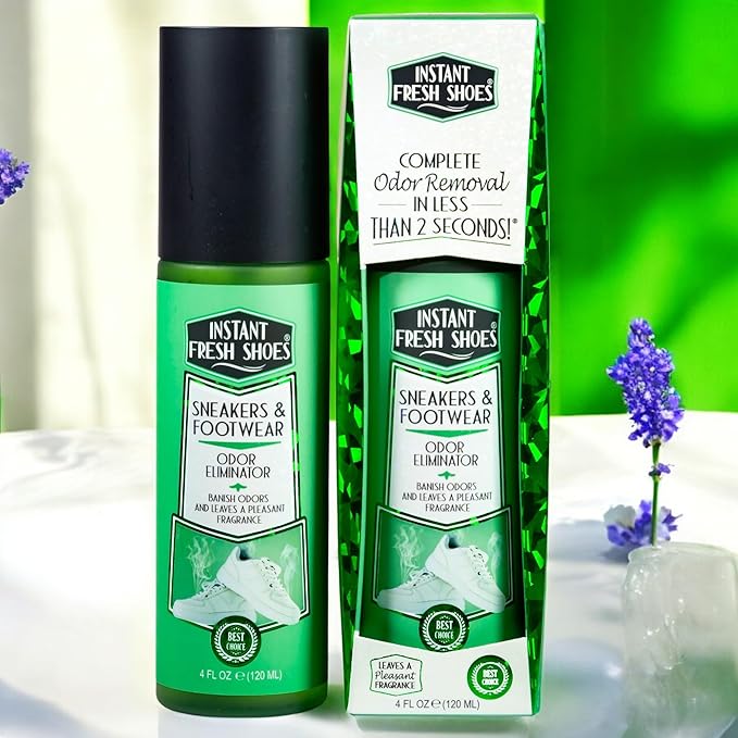 Shoe Deodorizer & Foot Odor Elimination Spray - Instant Shoe Smell Remover for Sneakers, Cleats, Boots, All Footwear, Gym Bags & Sports Equipment - Fresh Lavender Scent - 4 fl oz.