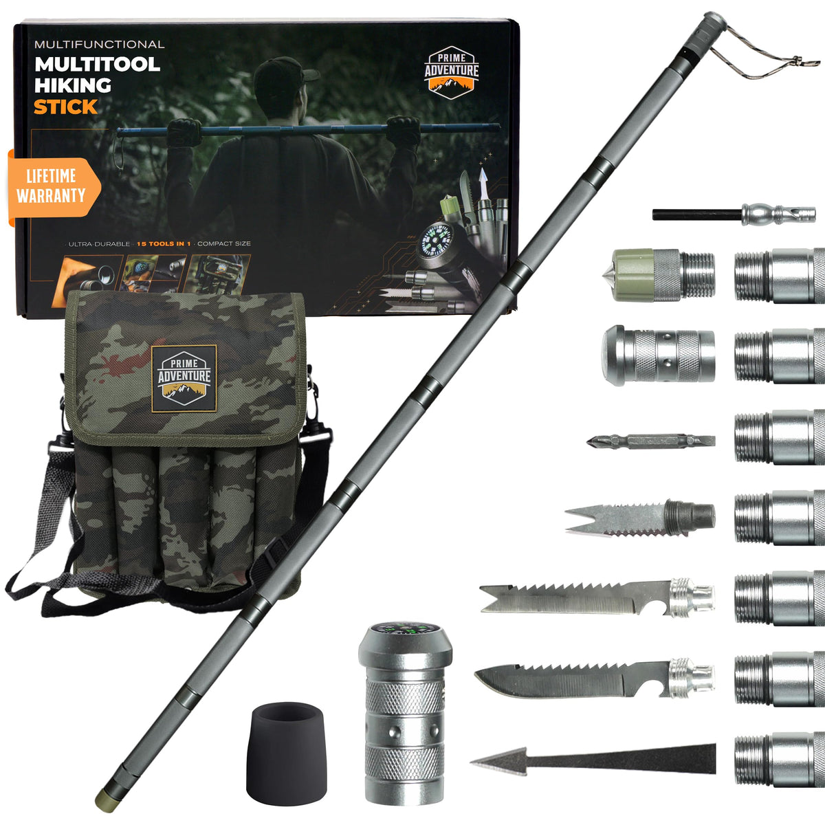 15-in-1 Tactical Survival Walking Stick & Hiking Staff – - Image 1