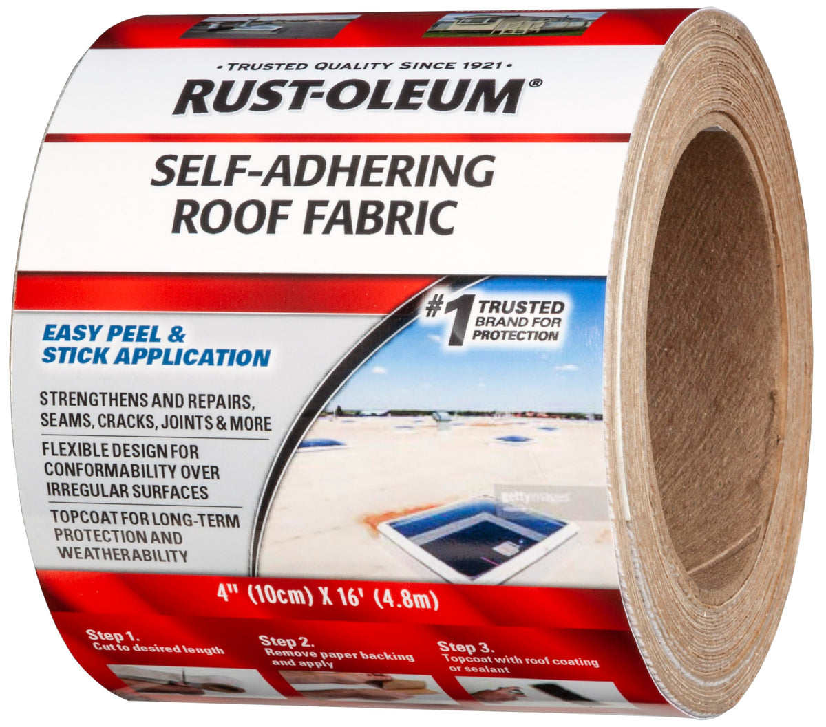 Rust-Oleum Self-Adhering Roof Fabric Roofing Tape, 4" x 16' Roll - Image 1