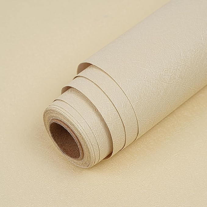 Peel and Stick Wallpaper Beige Yellow Silk Wall Paper - 15.7 x 500 Inch Self Adhesive Wallpaper Peel and Stick, Easy to Paste Wall Contact Paper for Stand Liner, Table and Door Makeover Decor