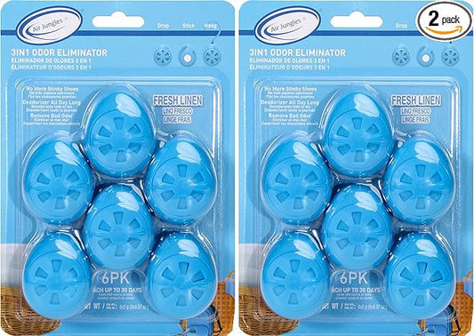 Air Jungles Shoe Deodorizer Balls 12 Ct, Fresh Linen Scent, Odor Remover Balls for Sneakers, Gym Bags, Lockers, and Drawers, Essential Oil Provides Natural Freshness