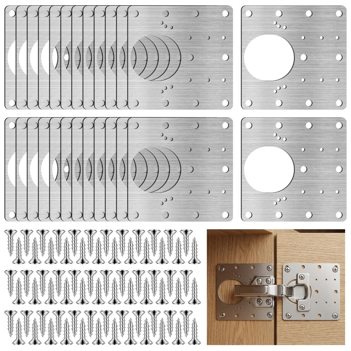 60PCS Cabinet Hinge Repair Plate, Stainless Steel Hinge | Home Repair - Image 1