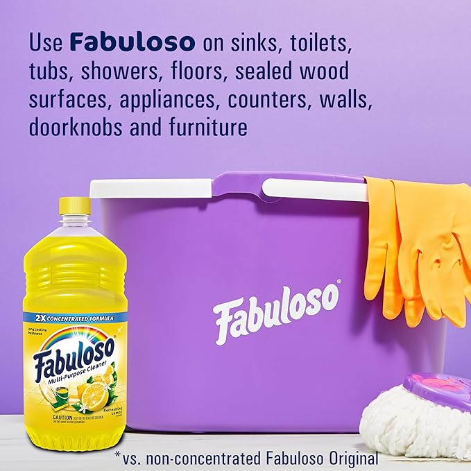 Fabuloso Multi-Purpose Cleaner 2X Concentrated, Refreshing Lemon- 56 fl oz(Pack of 6)