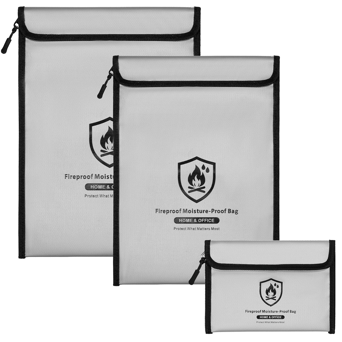 BBMars 3 Pack Fireproof Waterproof Document Bag, Zipper Money - Image 1