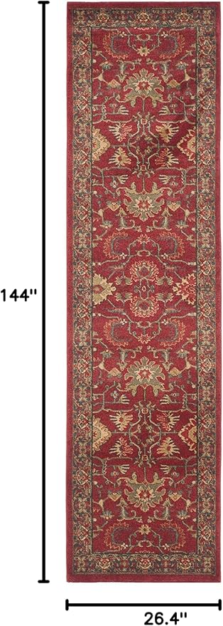 SAFAVIEH Mahal Collection Runner Rug - 2'2" x 12', Red & Navy, Traditional Oriental Design, Non-Shedding & Easy Care, Ideal for High Traffic Areas in Living Room, Bedroom (MAH693F)