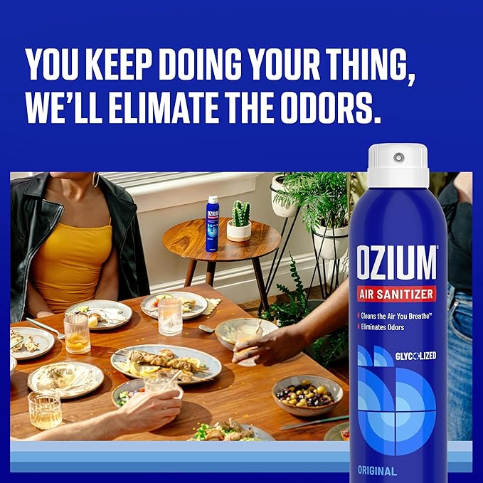 Ozium 3.5 Oz. Air Sanitizer & Odor Eliminator for Homes, Cars, Offices and More, Original Scent,(Pack of 2), clear