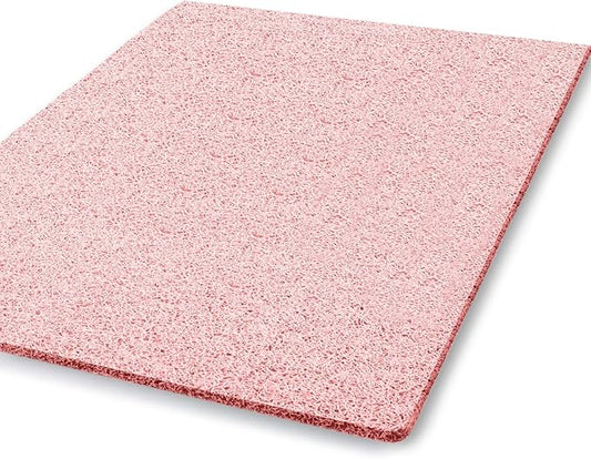 godehone Shower Mats Non Slip Without Suction Cups, PVC Loofah Bathroom Mats, Loofah Mats for Shower and Bathroom, Quick Drying, 23.6× 34.6 Inch, Pink