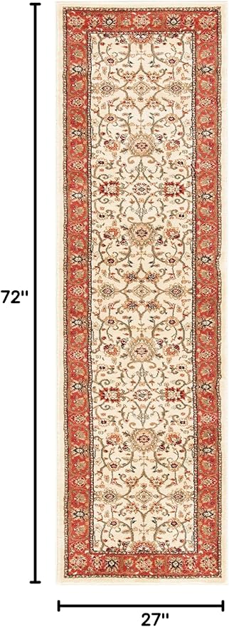 SAFAVIEH Lyndhurst Collection Runner Rug - 2'3" x 6', Ivory & Rust, Traditional Oriental Design, Non-Shedding & Easy Care, Ideal for High Traffic Areas in Living Room, Bedroom (LNH212R)