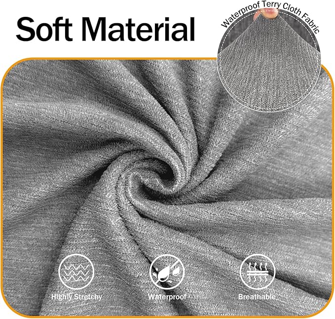 Waterproof Couch Cover, Stretch Non-Slip Oversized Sofa Slipcover with Elastic Bottom Stay-in-Place - Leakproof Furniture Protector for Kids & Pets - Washable (Oversized Sofa, Light Gray)