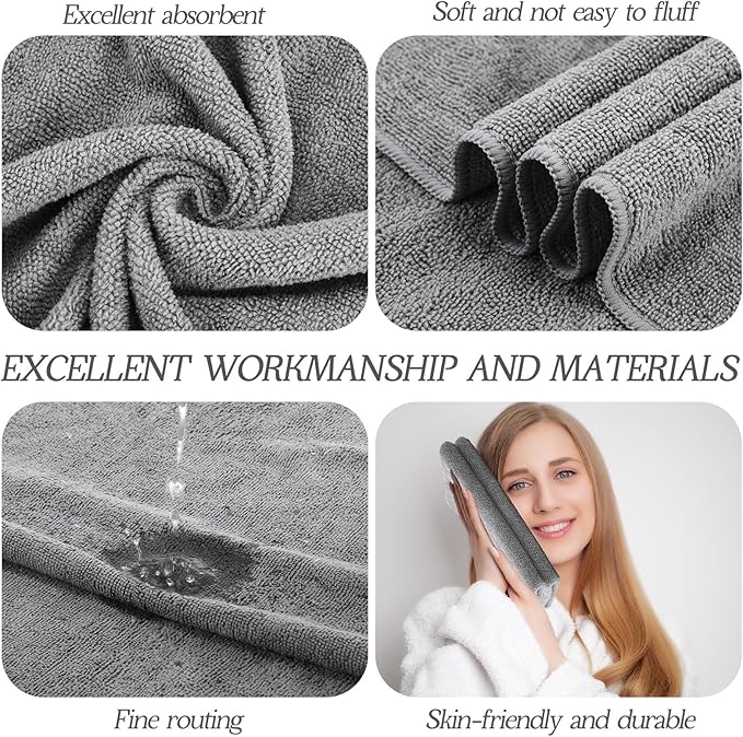 Shimeyao 50 Pack Bleach Proof Towels Microfiber Absorbent Resistant Hair Hand Towels Bulk Quick Dry for Barber Gym Bath Spa Shaving (Light Grey,16 x 29 Inch)