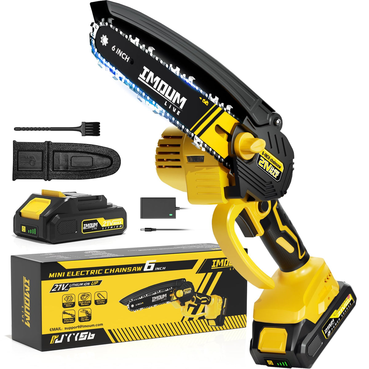 6-Inch Mini Chainsaw Cordless, 21V 2.0Ah Battery Powered - Image 1