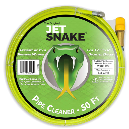 50 FT Sewer Jetter for Electric Pressure Washers - Flexible Steel - Image 1