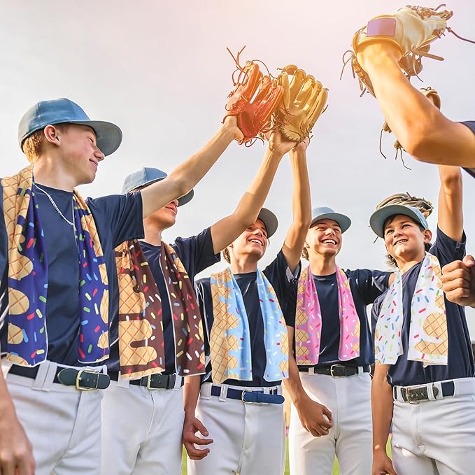 Breling 20 Set Baseball Cream Drip Cooling Towels with Bags 40 x12 Ice Cooling Towels Microfiber Sweat Sport Rags Absorbent Chilly Wash Cloth for Hot Weather Workout Yoga Gym Coach Sport Party Favors