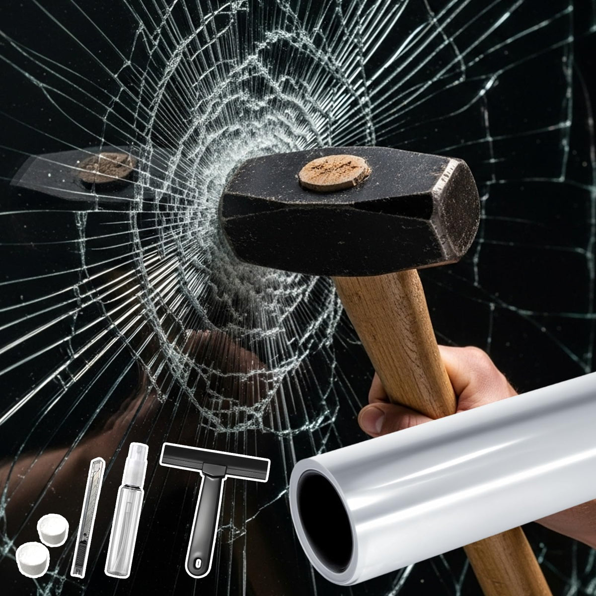 Security Safety Shatterproof Window Film 8 Mil Clear 17.4x78.7in - Image 1