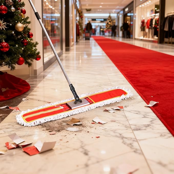 Heavy-Duty 36" Commercial Dust Mop & Floor Sweeper - Extra Wide Wet/Dry Hardwood Floor Cleaner with 59" Long Handle, Washable Microfiber and Oxford Mop Pad