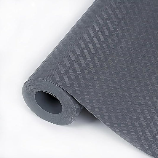 Hersvin Shelf Liners 16 in x 20 ft EVA Drawer Mats, Non-Adhesive Cupboard Pad, Kitchen Cabinet Lining Fridge Cushion (Gray Crossed Stripe, 40.7x610cm)