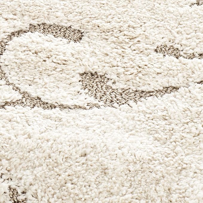 SAFAVIEH Florida Shag Collection Area Rug - 11' Square, Cream & Beige, Scroll Design, Non-Shedding & Easy to Clean, High-Low Plush Pile, Ideal for Living Room, Bedroom, Dining Space (SG455-1113)