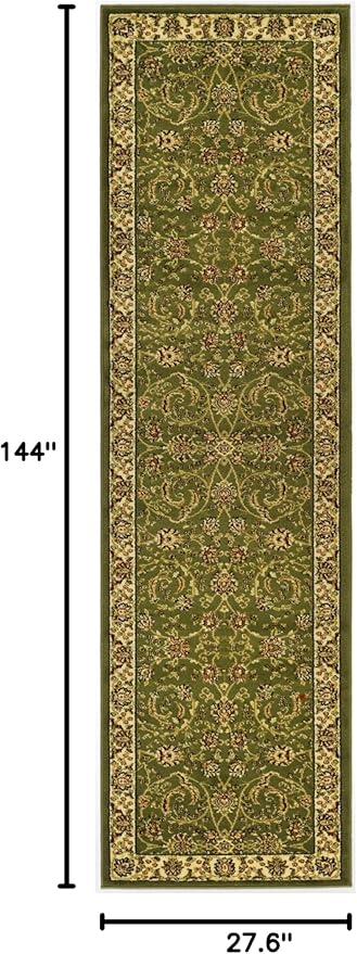 SAFAVIEH Lyndhurst Collection Runner Rug - 2'3" x 12', Sage & Ivory, Traditional Oriental Design, Non-Shedding & Easy Care, Ideal for High Traffic Areas in Living Room, Bedroom (LNH219B)