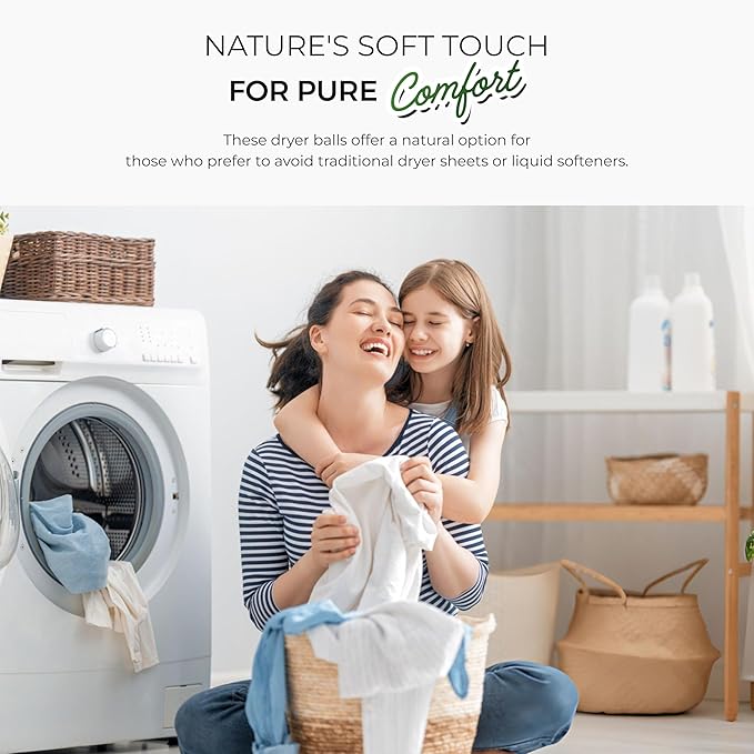 Pursonic Laundry Wool Dryer Balls Made with 100% Pure New Zealand Wool - Natural Reusable Fabric Softener Balls for Drying Time & Energy Consumption - Reduces Clothing Wrinkles & Lint - Set of 6