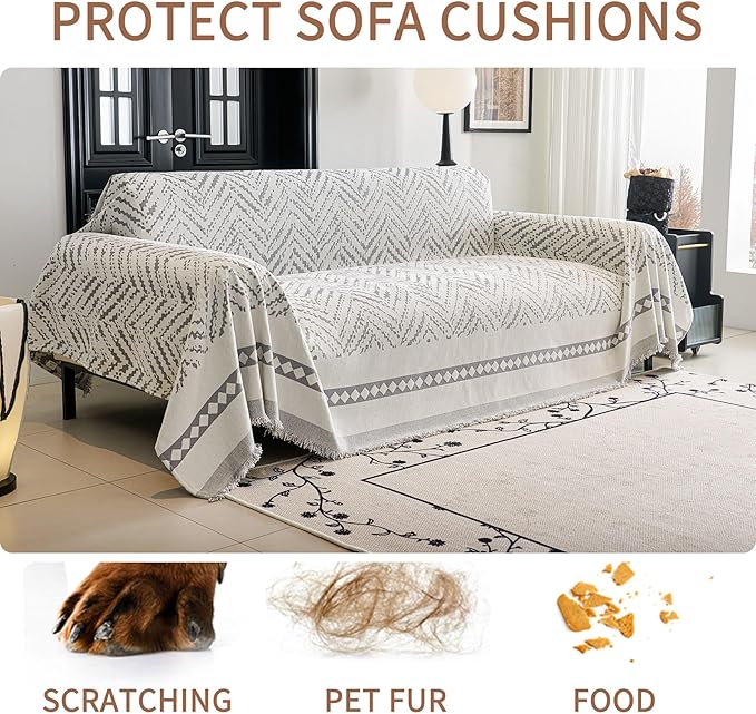 HAOMAIJIA Non Slip Couch Cover Sofa Covers for 2 Cushion Couch Washable sectional Couch Covers for Dogs pet Furniture Protector Couch Cover Blanket for Living Room (MR-Grey, 71"x102")
