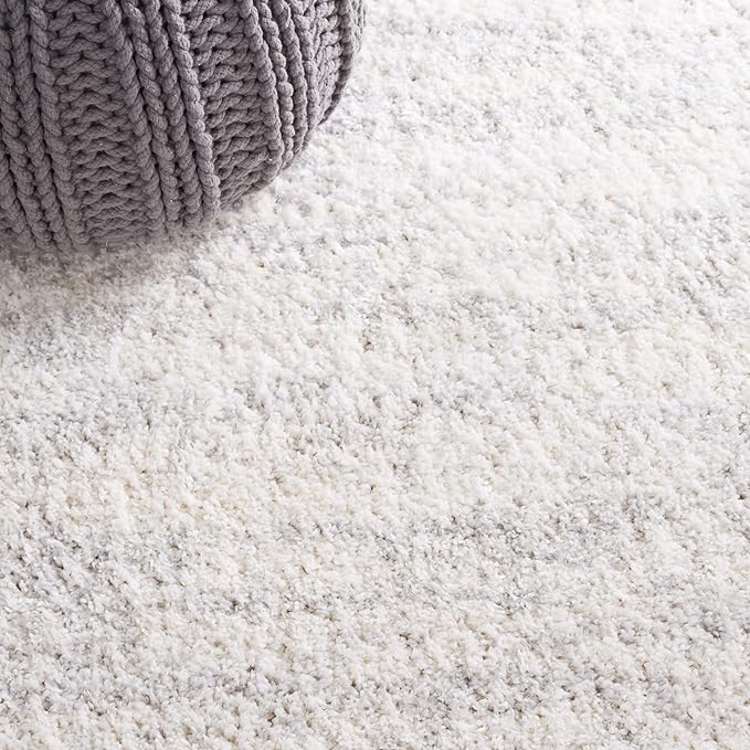 SAFAVIEH Berber Shag Collection Runner Rug - 2' x 16', Ivory & Light Grey, Modern Design, Non-Shedding & Easy Care, 1.2-inch Thick, Ideal for The Living Room, Bedroom, Dining Room (BER563F-216)