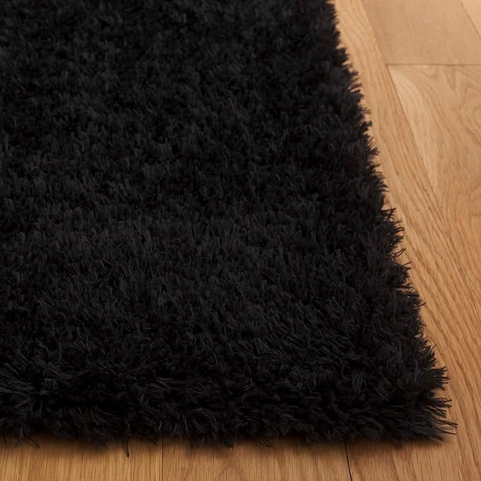 SAFAVIEH Lindsay Shag Collection Area Rug - 9' x 12', Black, Contemporary Design, Ideal for High Traffic Areas in Living Room, Bedroom & Dining Room (LNS560Z-9)