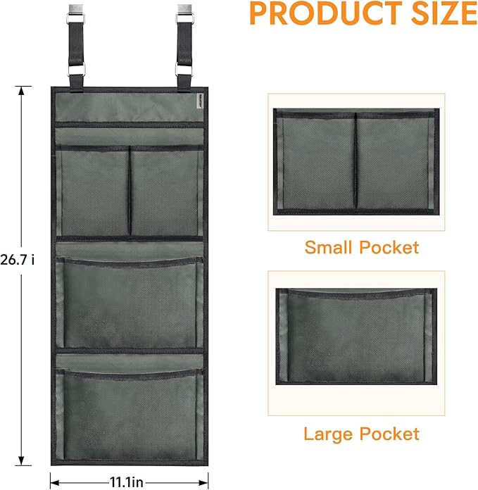 Gun Safe Door Organizer - 4 Large Pockets for Easy Storage | Locker Hanging Organizer for Gun Cabinet, Police Locker, Gym & Closet | Quick Installation, Durable 1680 Oxford Cloth