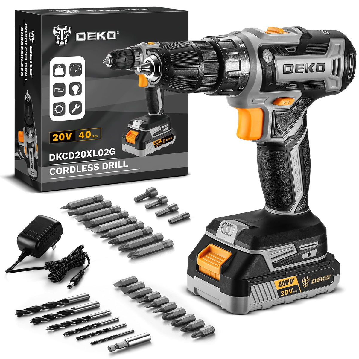 Power Drill Cordless: DEKOPRO Cordless Drill 20V Electric - Image 1