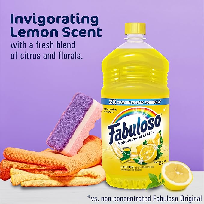 Fabuloso Multi-Purpose Cleaner 2X Concentrated, Refreshing Lemon- 56 fl oz(Pack of 6)