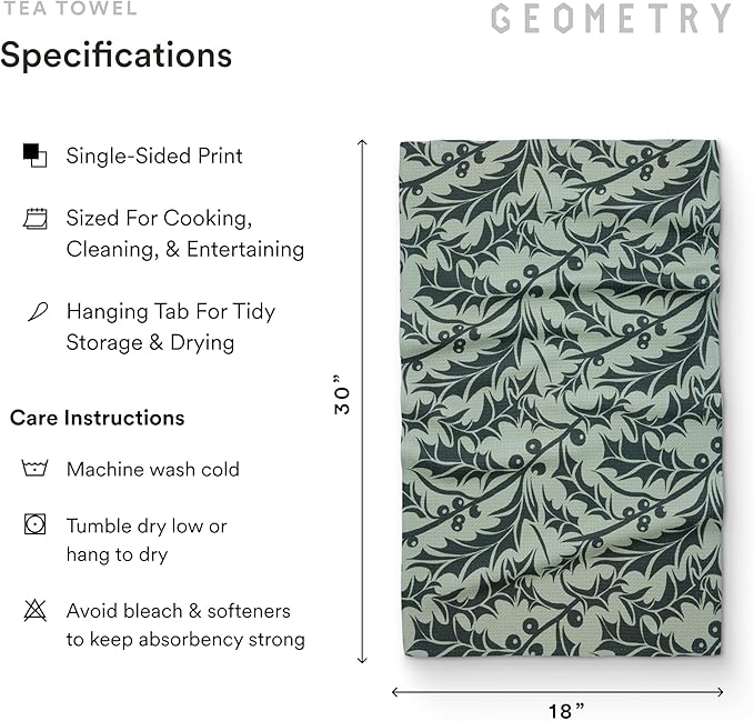 GEOMETRY Christmas Kitchen Towels - Quick Dry Microfiber Cloth Dish Towels for Kitchen Drying - Premium Quick Dry Towel - Winter Foliage