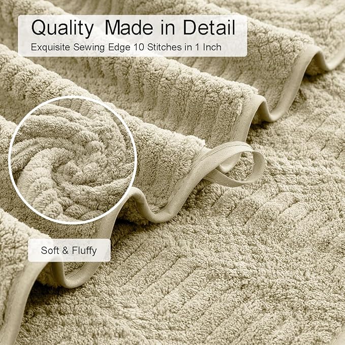 Oliven 4 Pcs Camel Large Bath Towel Set 35"x70" Extra Large Bath Sheets Oversized Jumbo Towels for Bathroom 600GSM Soft Highly Absorbent Quick Dry Beach Chair Towel Woven Towels for Hotel and Spa