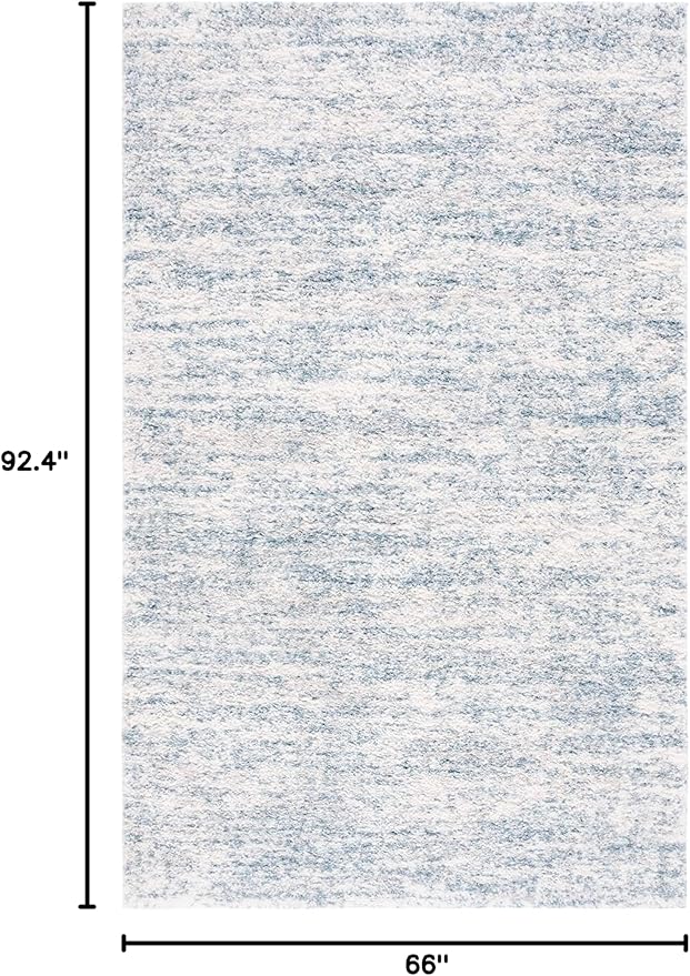 SAFAVIEH Berber Shag Collection Area Rug - 5'5" x 7'7", Ivory & Light Aqua, 1.2-inch Thick Ideal for High Traffic Areas in Living Room, Bedroom (BER563J)