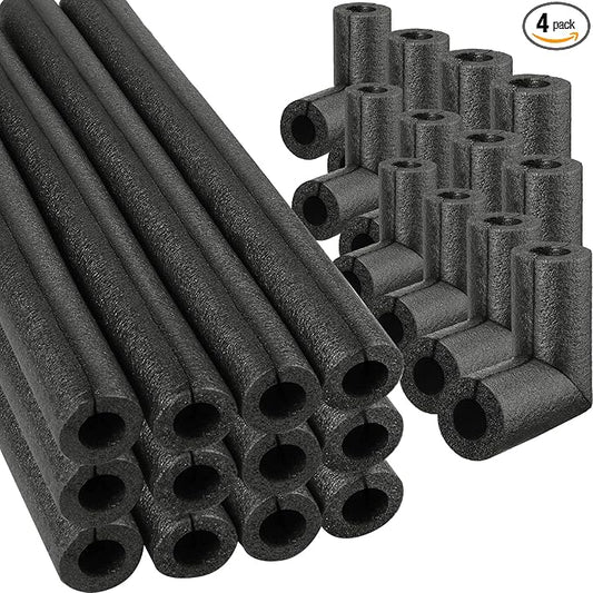 4 Pack Elbow Pipe Insulation Foam Tube Outdoor Wrap Black Pipe Covers Elbow Insulation Tubing Water Foam Covers for Outdoor Winter Irrigation, Sprinkler (1 Inch)