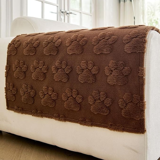 Waterproof Couch Cover for Dogs Washable,Fuzzy Pet Couch Covers for Sofa,Thick Soft Dog Mat Non-Slip Couch Covers for 3 Cushion Couch Sofa Pet Friendly (Brown, 23 * 23(2pcs))