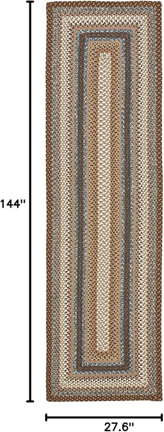 SAFAVIEH Washable Rug Outdoor Braided Collection - 2'3" x 12' Runner, Brown & Multi, Handmade, Indoor & Outdoor & Washable, Ideal for Patio, Backyard, Mudroom, (BRD313A)